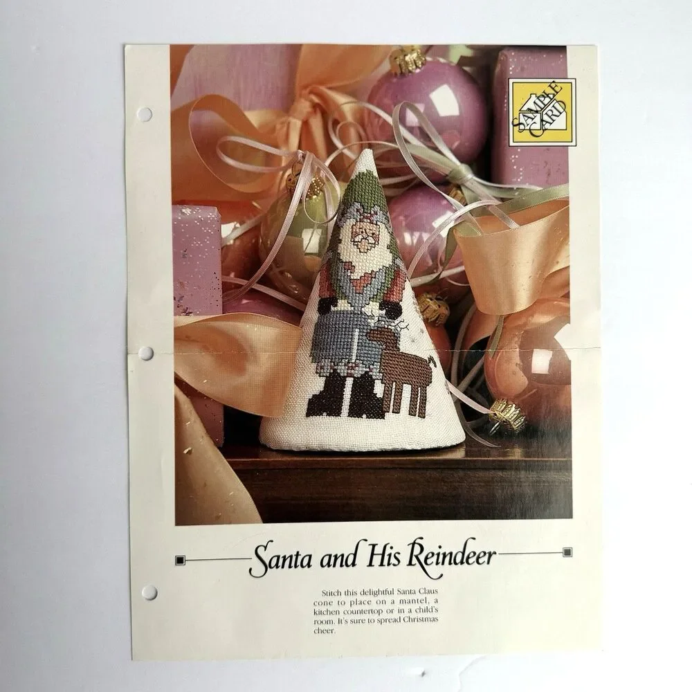 CrossStitch Patterns ONLY Fantasyland Ornaments & Santa & His Reindeer Cone